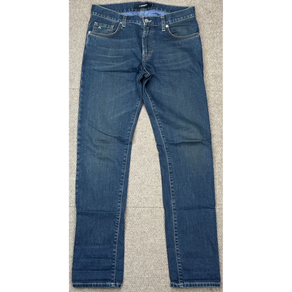 J.Lindeberg Men's 5 Pocket Blue Straight Leg Denim Jeans Size 31x34
